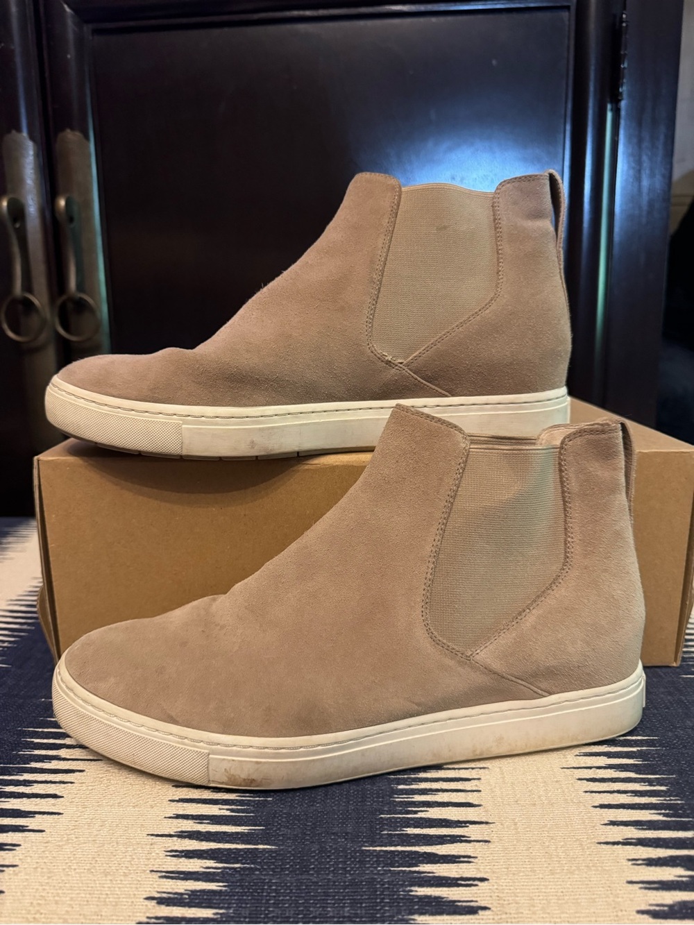 Vince Taupe Suede Chelsea-Style Sneaker Boots